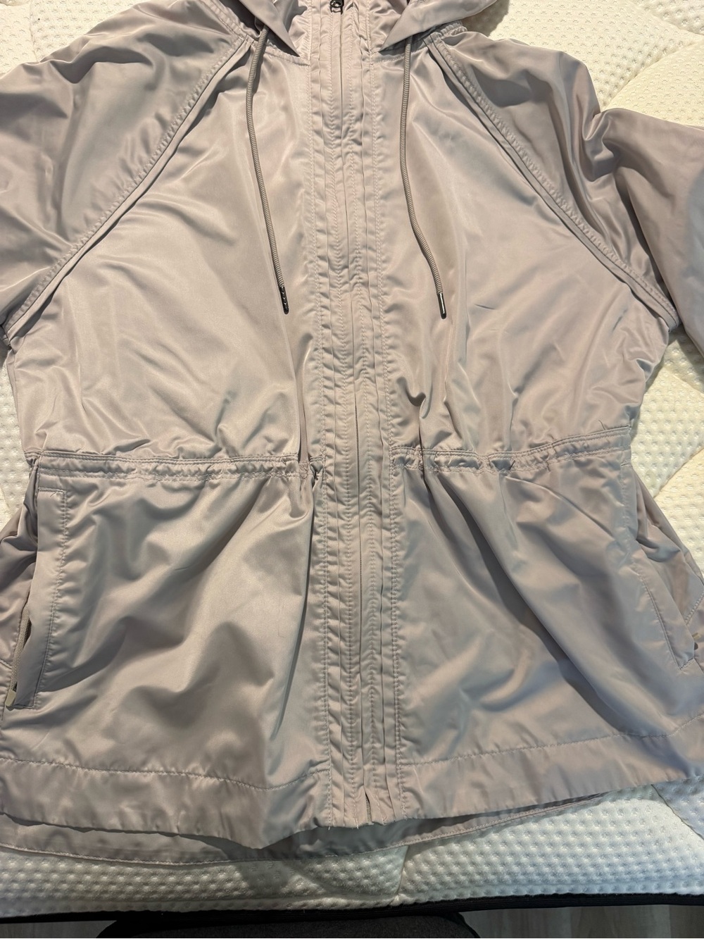Light Gray Women's Hooded Rain Jacket - Picture 5 of 7
